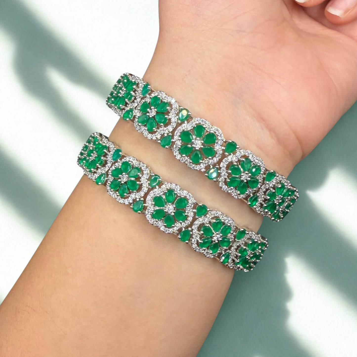 Flourish Bangles - Emerald