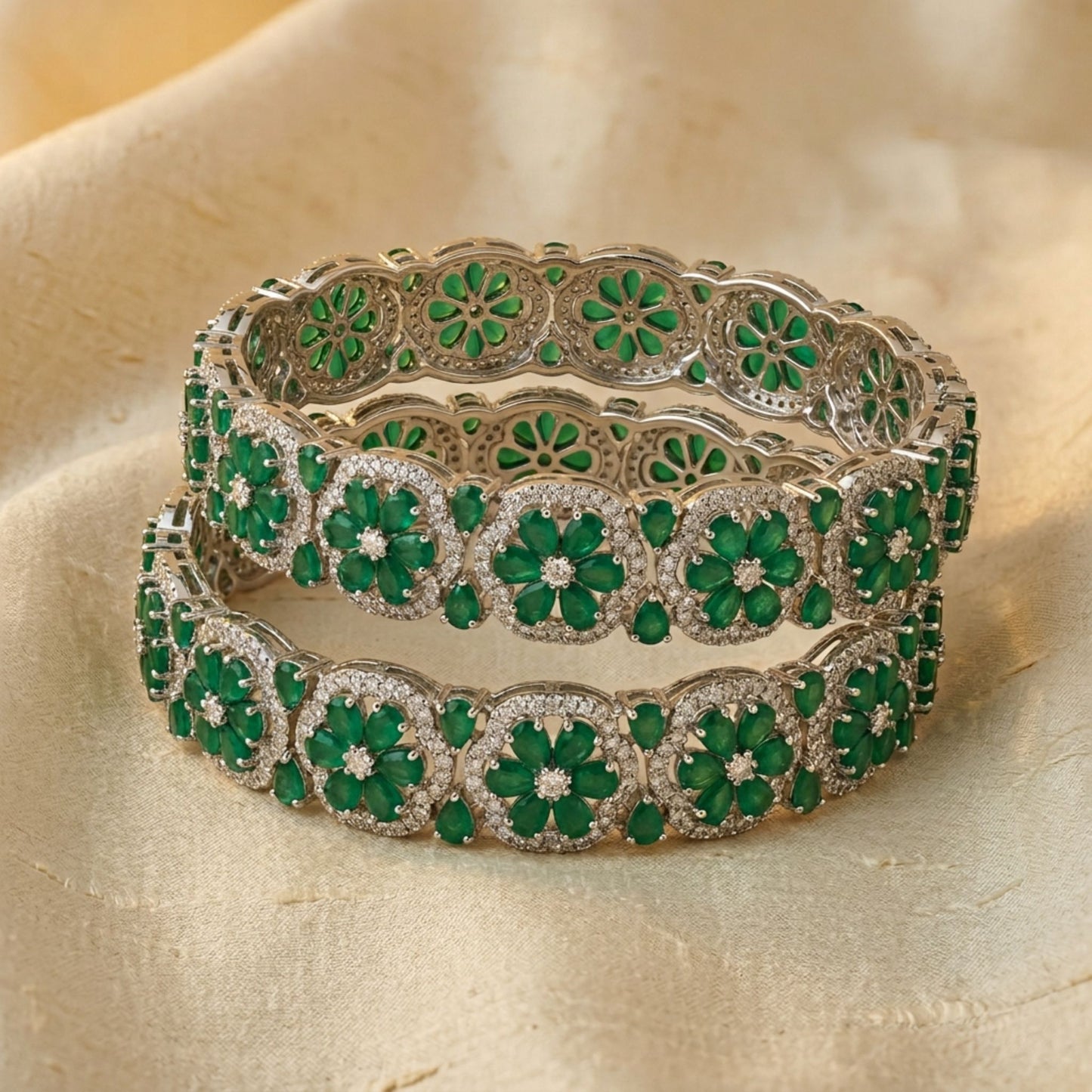 Flourish Bangles - Emerald